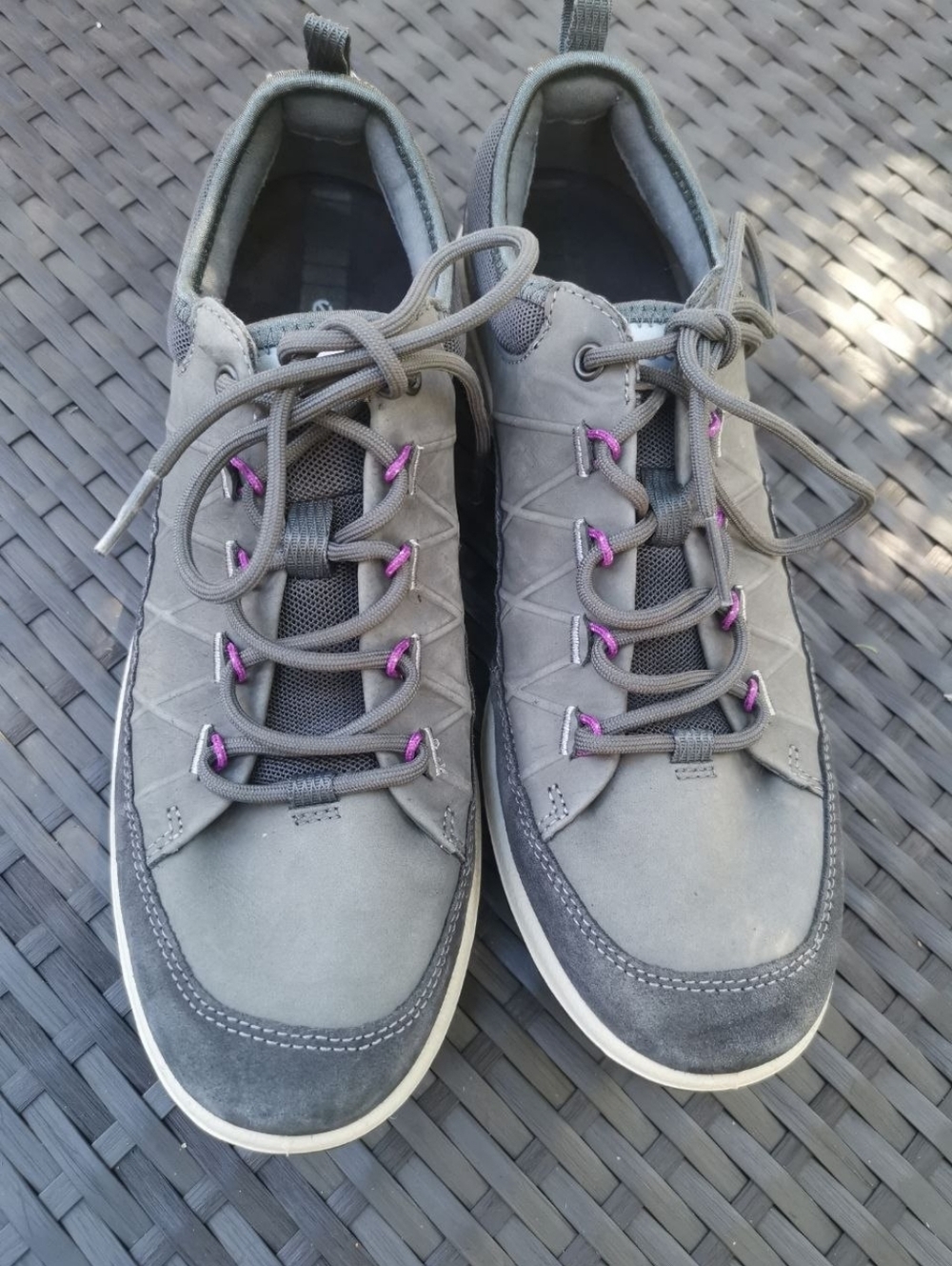 Ecco Yak Leather Gray Shoes Women Size 8
